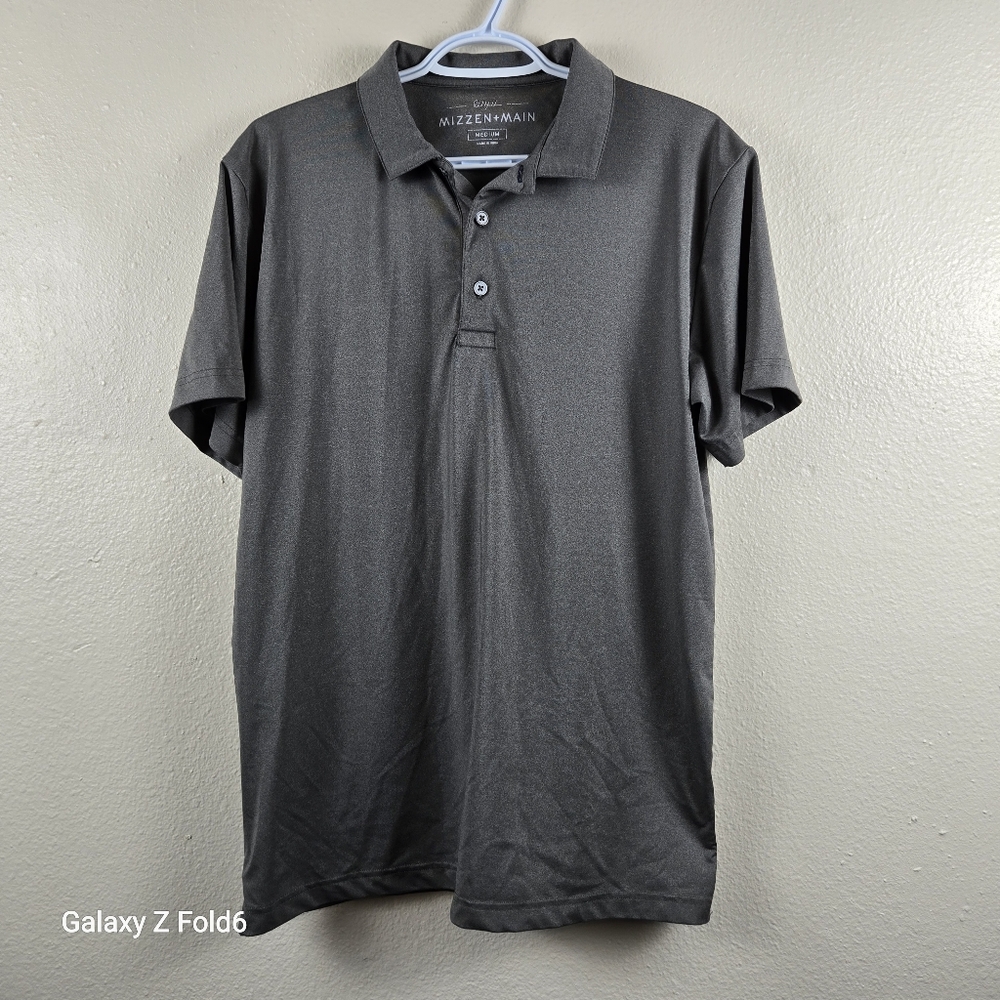Mizzen+Main Men’s Solid‎ Charcoal Performance Polo – Size M